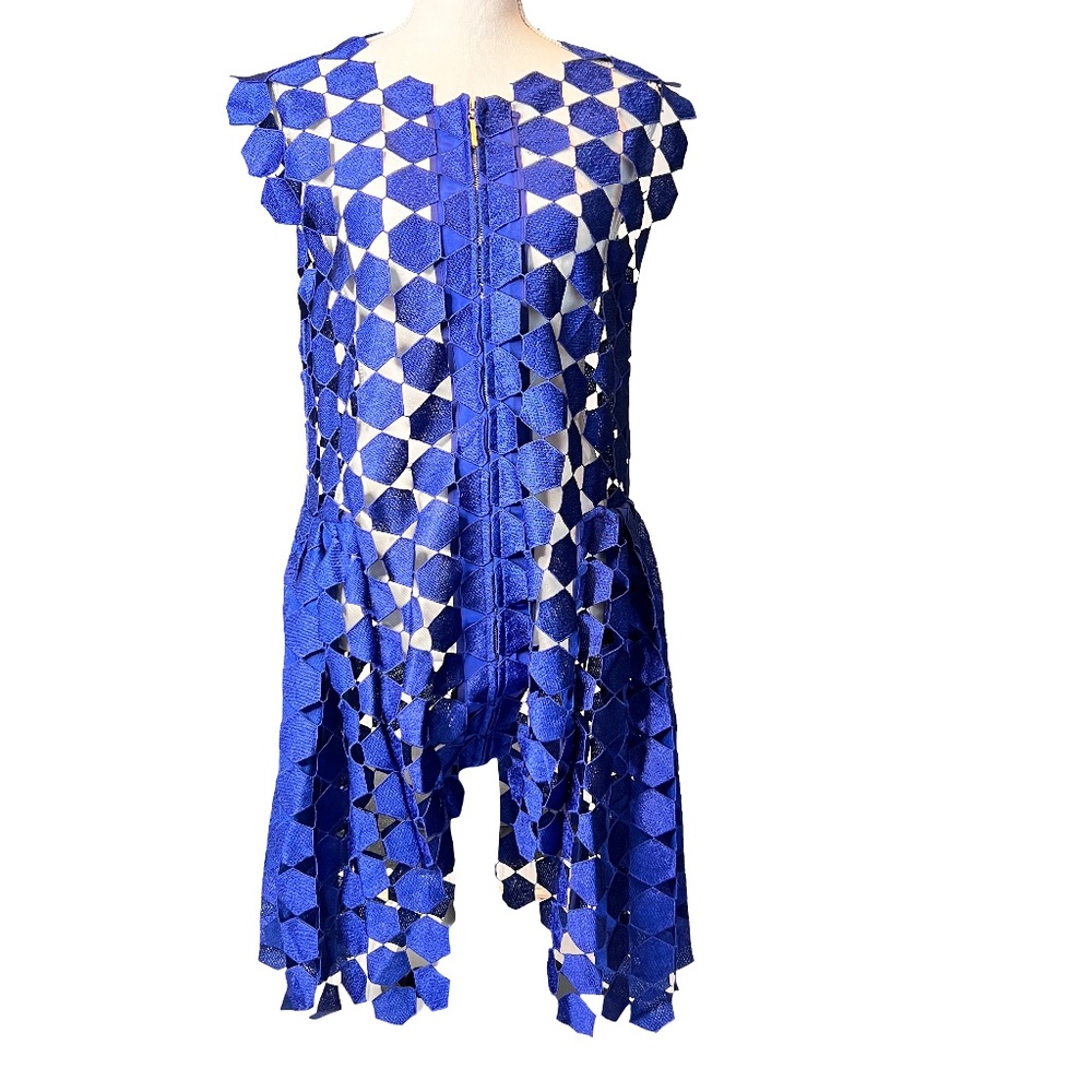 # A094  CQ by CQ Cobalt  Blue Laser-Cut  Mesh Duster Vintage  NEW NO TAG  S - Picture 5 of 15